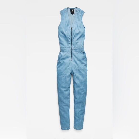 G STAR RAW Utility loose dungaree jumpsuit size M sleeveless light blue - Picture 5 of 16
